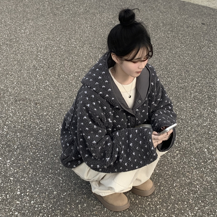 リバーシブルボアドットダウン CHARCOAL