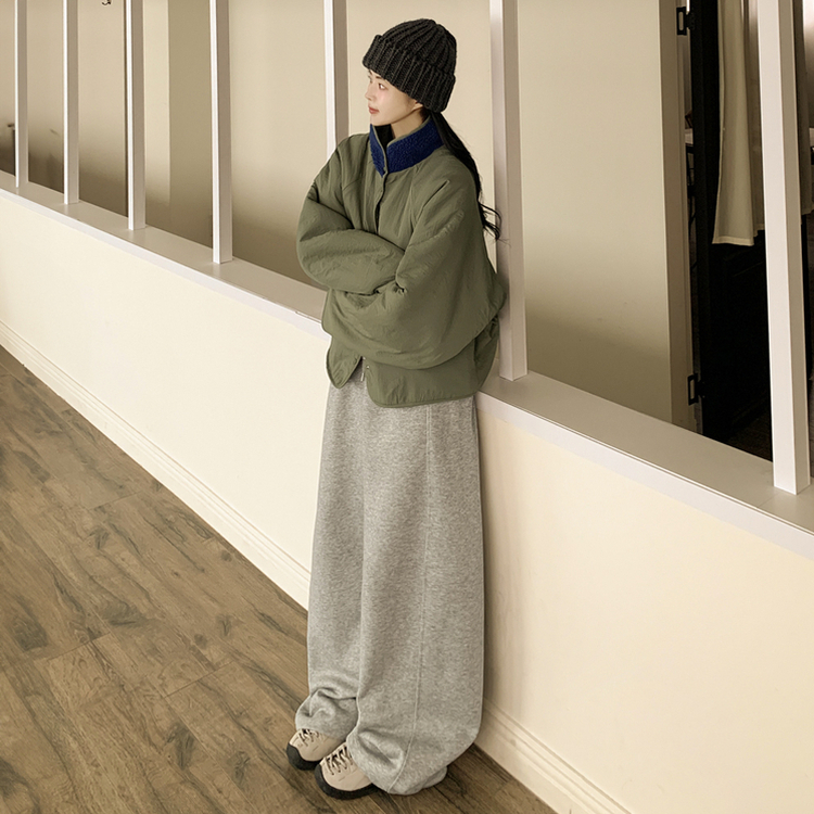 왕오버핏 귀여운 뽀글이 배색 하이넥 포켓 후리스야상 자켓 리버시블 점퍼 패딩