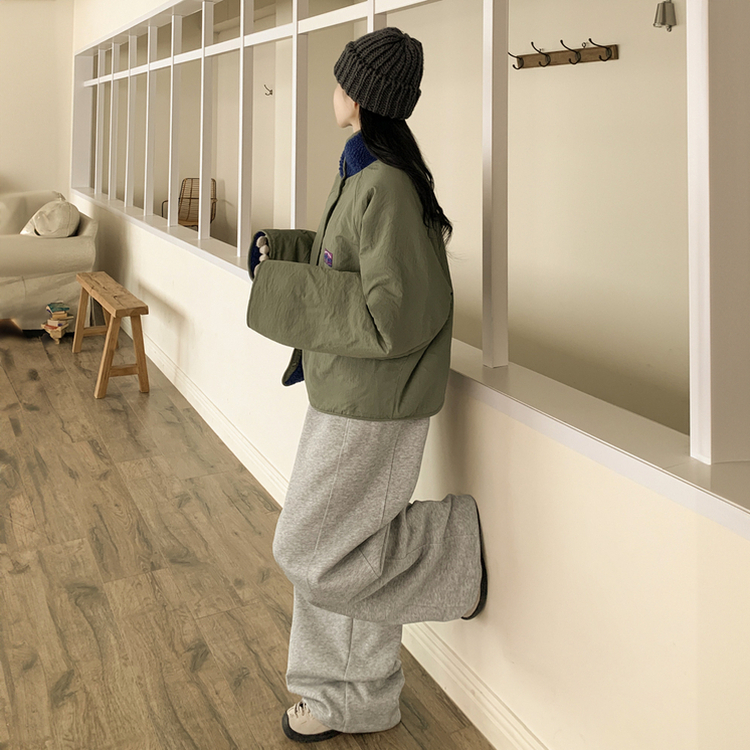 왕오버핏 귀여운 뽀글이 배색 하이넥 포켓 후리스야상 자켓 리버시블 점퍼 패딩