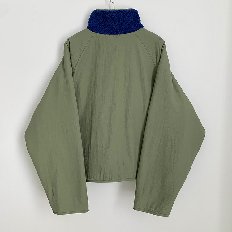 왕오버핏 귀여운 뽀글이 배색 하이넥 포켓 후리스야상 자켓 리버시블 점퍼 패딩