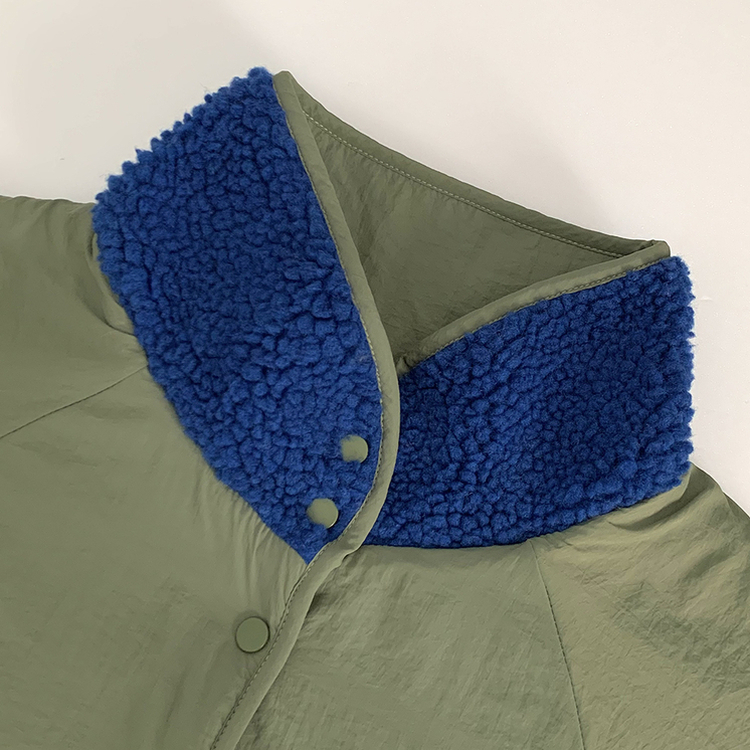 왕오버핏 귀여운 뽀글이 배색 하이넥 포켓 후리스야상 자켓 리버시블 점퍼 패딩