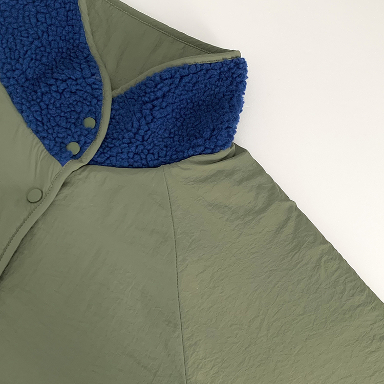 왕오버핏 귀여운 뽀글이 배색 하이넥 포켓 후리스야상 자켓 리버시블 점퍼 패딩