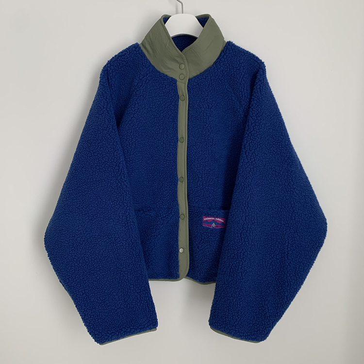 왕오버핏 귀여운 뽀글이 배색 하이넥 포켓 후리스야상 자켓 리버시블 점퍼 패딩