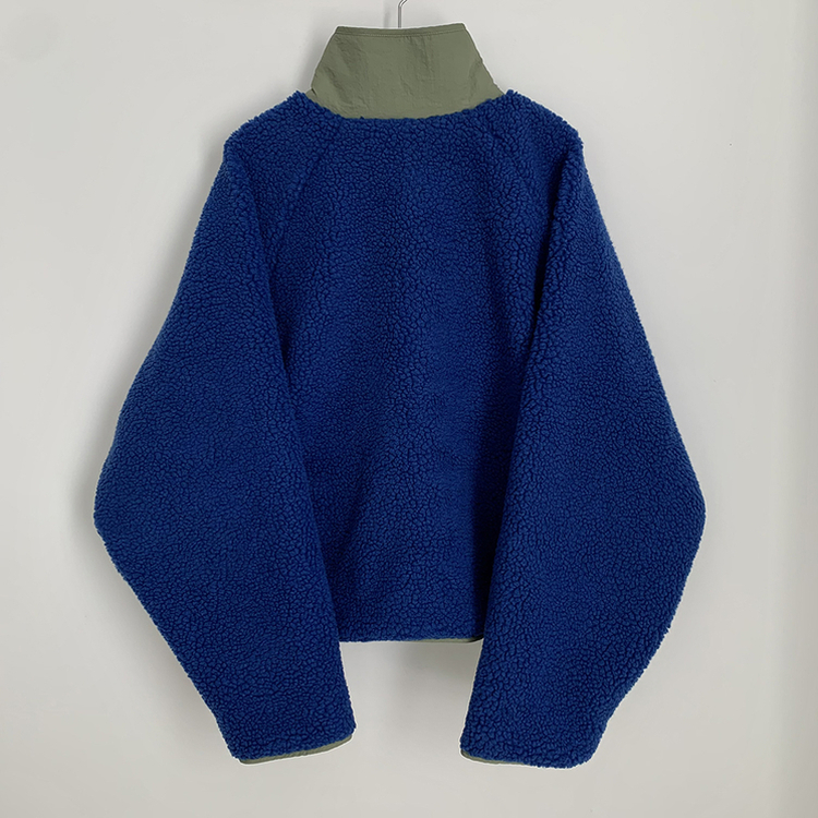 왕오버핏 귀여운 뽀글이 배색 하이넥 포켓 후리스야상 자켓 리버시블 점퍼 패딩