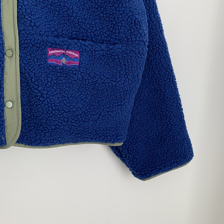 왕오버핏 귀여운 뽀글이 배색 하이넥 포켓 후리스야상 자켓 리버시블 점퍼 패딩