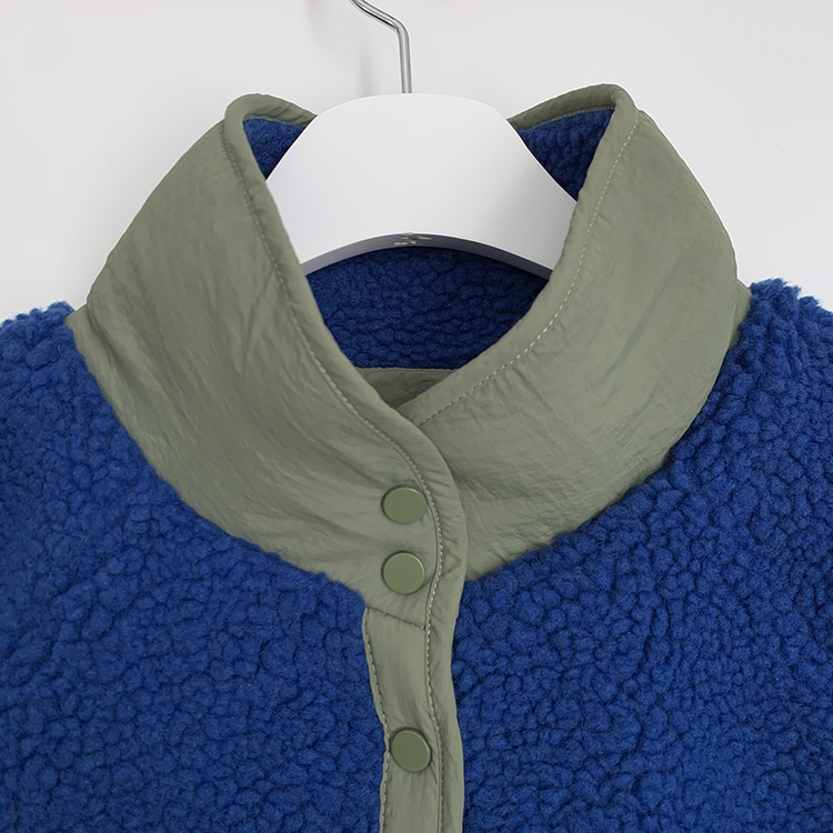 왕오버핏 귀여운 뽀글이 배색 하이넥 포켓 후리스야상 자켓 리버시블 점퍼 패딩