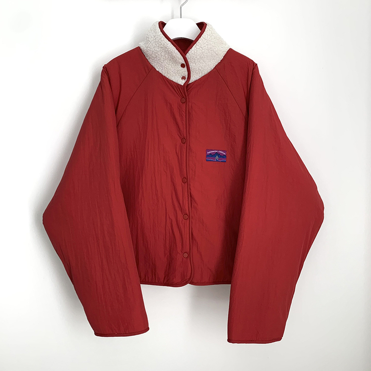 왕오버핏 귀여운 뽀글이 배색 하이넥 포켓 후리스야상 자켓 리버시블 점퍼 패딩