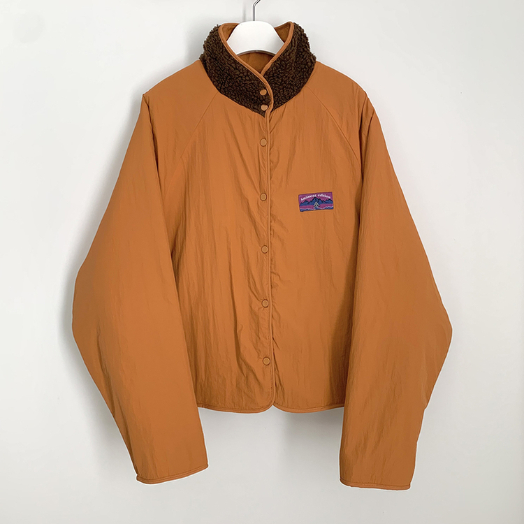 왕오버핏 귀여운 뽀글이 배색 하이넥 포켓 후리스야상 자켓 리버시블 점퍼 패딩