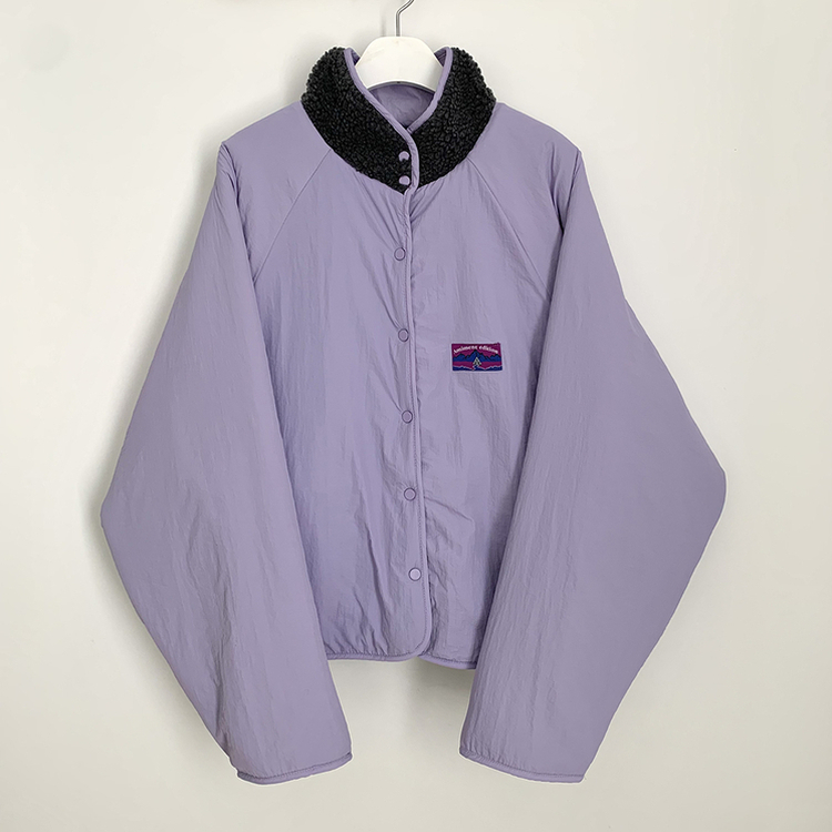 왕오버핏 귀여운 뽀글이 배색 하이넥 포켓 후리스야상 자켓 리버시블 점퍼 패딩