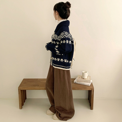 ノルディックニットカーディガン NAVY