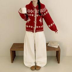 ノルディックニットカーディガン WINE