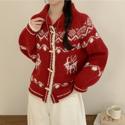 ノルディックニットカーディガン WINE