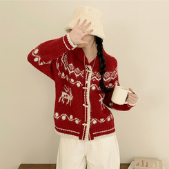 ノルディックニットカーディガン WINE