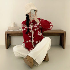 ノルディックニットカーディガン WINE