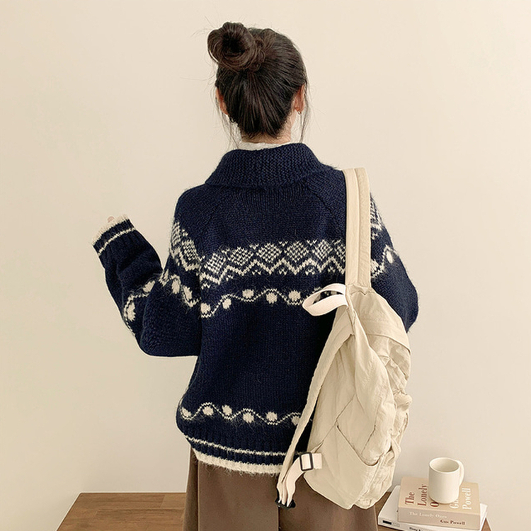 ノルディックニットカーディガン NAVY