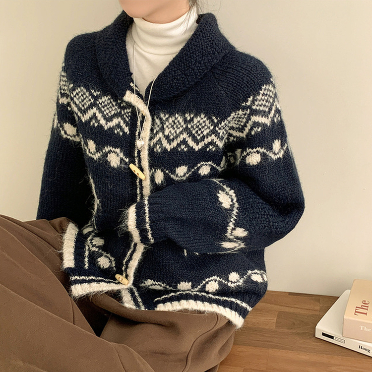 ノルディックニットカーディガン NAVY