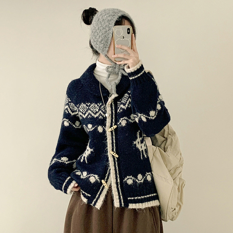 ノルディックニットカーディガン NAVY