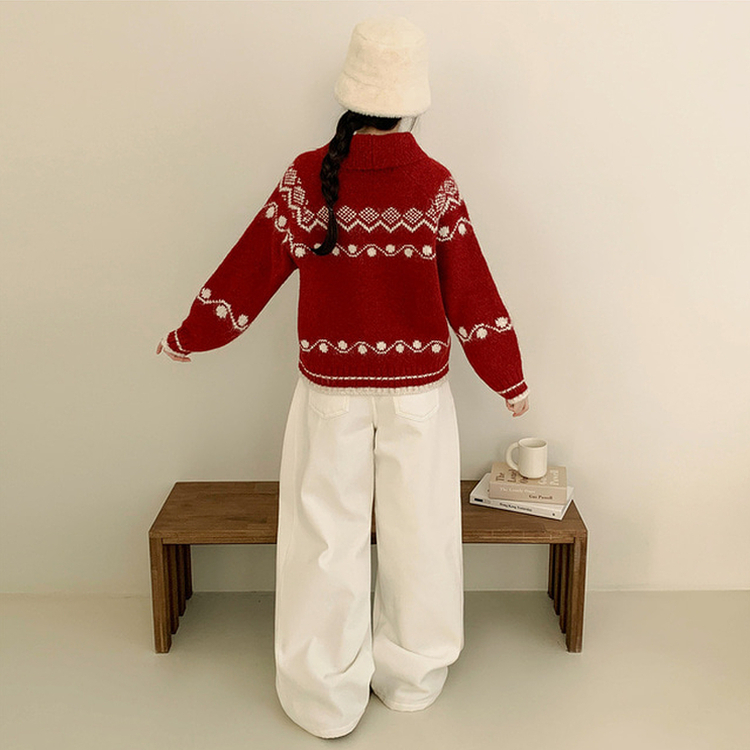 ノルディックニットカーディガン WINE