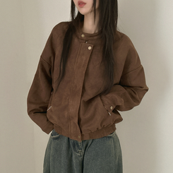 チャイナカラーバイカースエードジャケット BROWN