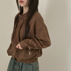 チャイナカラーバイカースエードジャケット BROWN