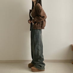 チャイナカラーバイカースエードジャケット BROWN