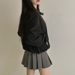 チャイナカラーバイカースエードジャケット BLACK