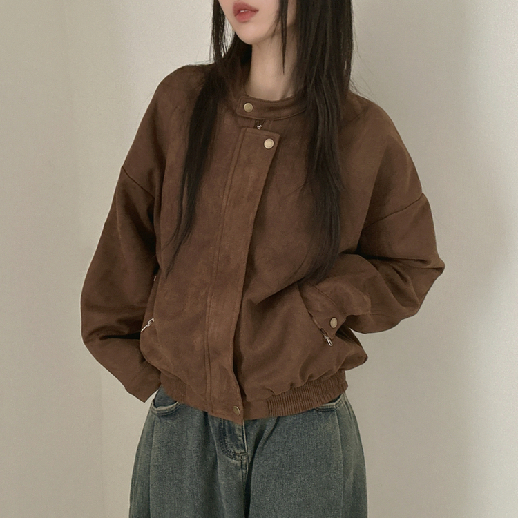 チャイナカラーバイカースエードジャケット｜ジャケット｜韓国