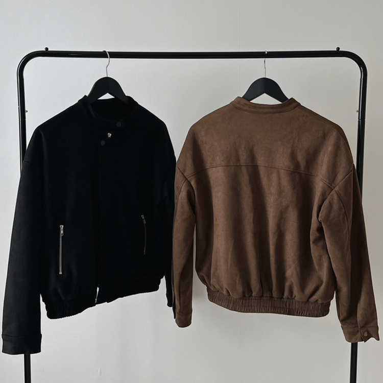 チャイナカラーバイカースエードジャケット