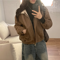 너트 뽀글이 덤블 무스탕 점퍼 브라운