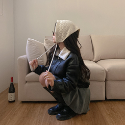 너트 뽀글이 덤블 무스탕 점퍼 블랙