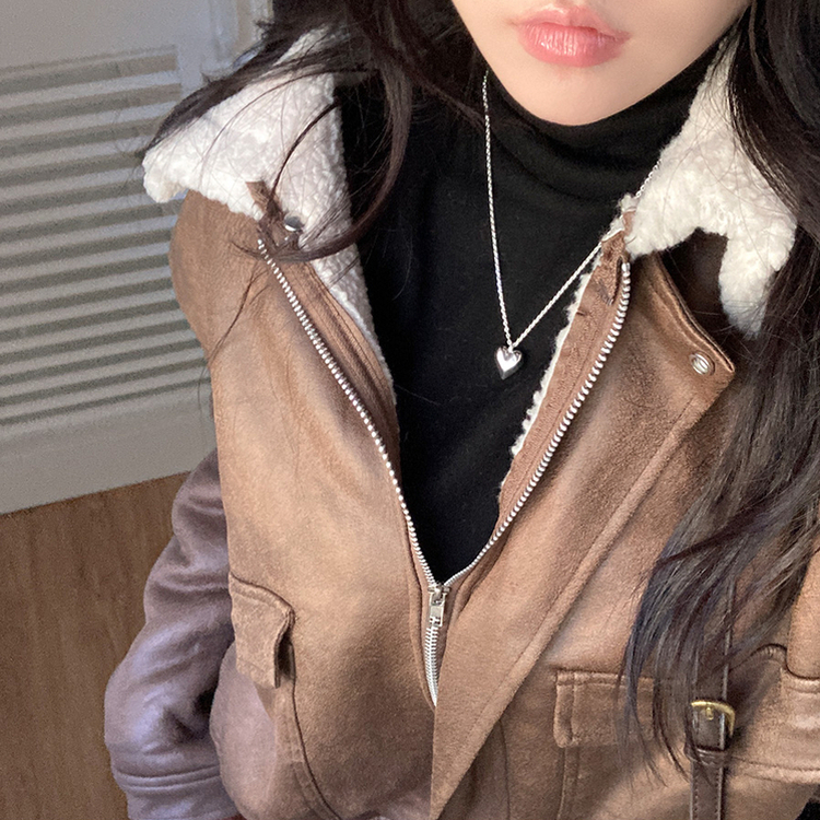 너트 뽀글이 덤블 무스탕 점퍼 브라운