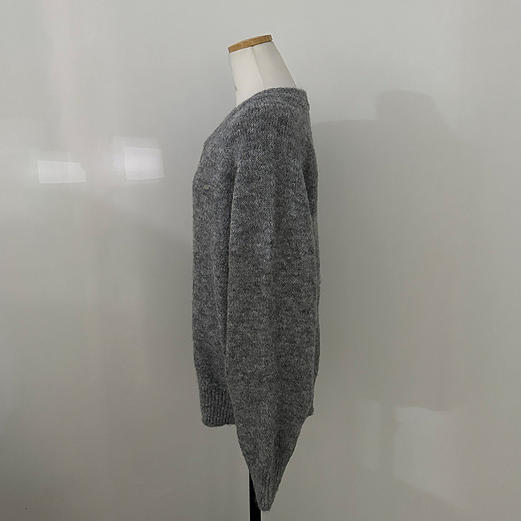 크레파스 알파카 모헤어 울 브이넥 루즈핏 니트