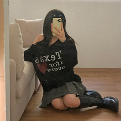 テキサスハートオフショルダー長袖Tシャツ BLACK