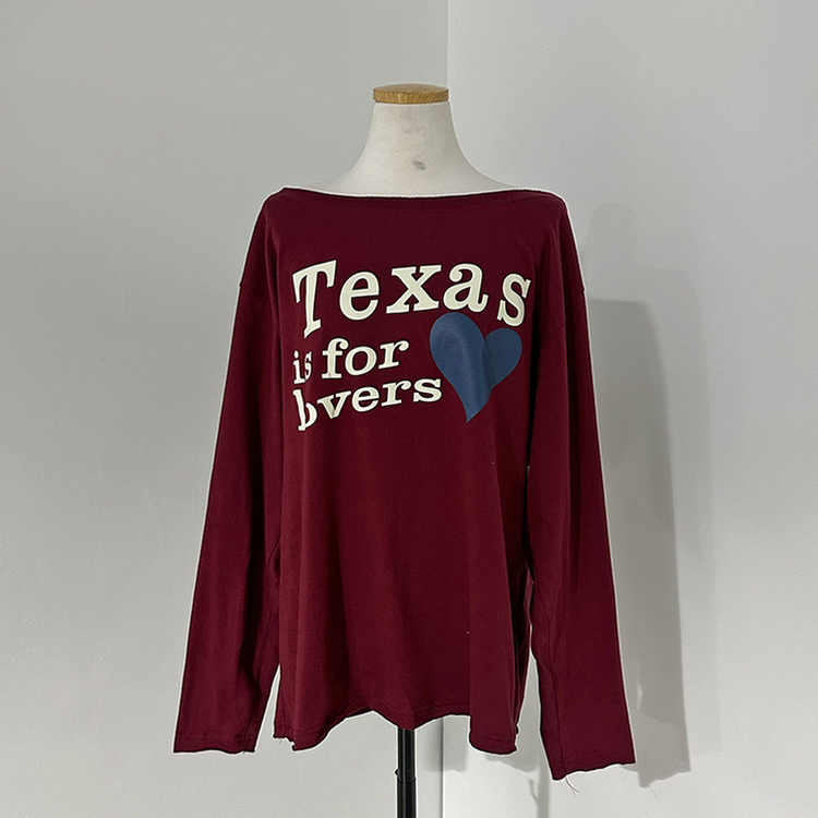 テキサスハートオフショルダー長袖Tシャツ