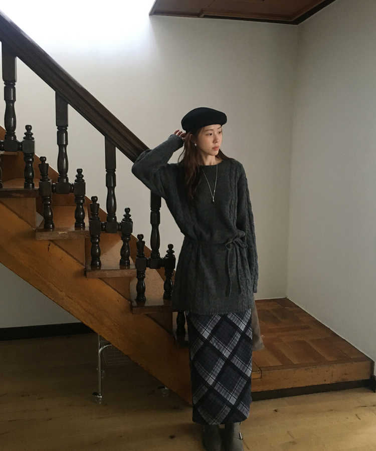 テキストニットワンピース｜ミニワンピース｜韓国ファッション