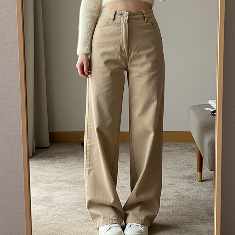 겨울기모ver 호이트 3기장 5컬러 베이직 와이드 코튼 팬츠 베이지