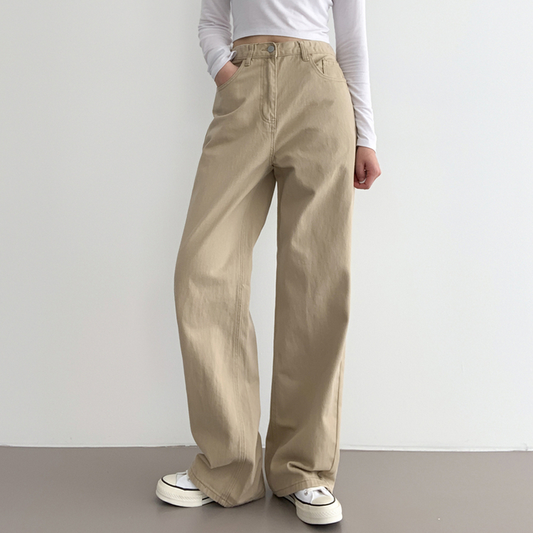 겨울기모ver 호이트 3기장 5컬러 베이직 와이드 코튼 팬츠 베이지