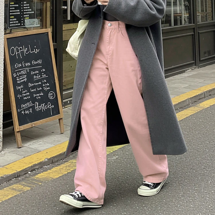 겨울기모ver 호이트 3기장 5컬러 베이직 와이드 코튼 팬츠 핑크