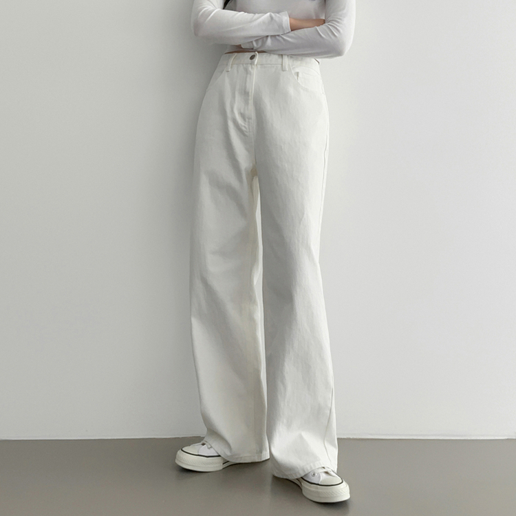 겨울기모ver 호이트 3기장 5컬러 베이직 와이드 코튼 팬츠 화이트