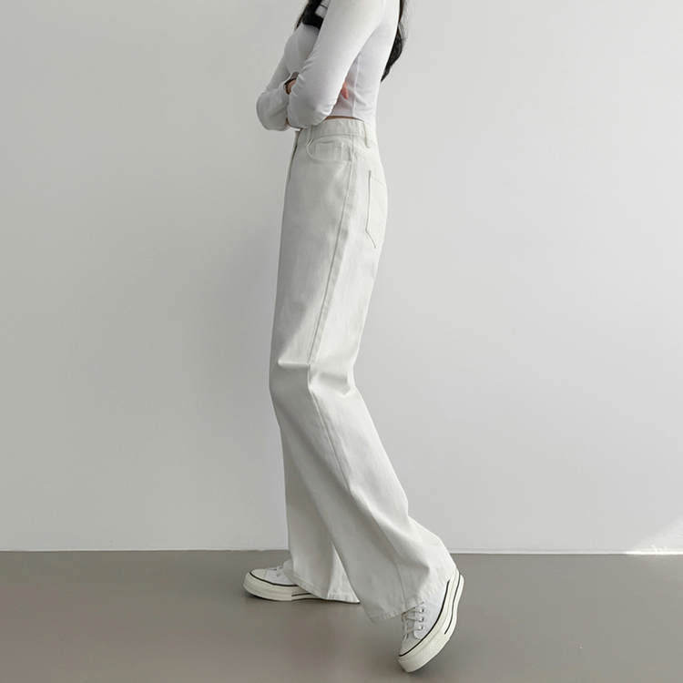 겨울기모ver 호이트 3기장 5컬러 베이직 와이드 코튼 팬츠 화이트