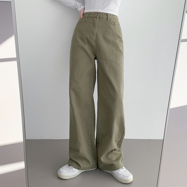 겨울기모ver 호이트 3기장 5컬러 베이직 와이드 코튼 팬츠 카키