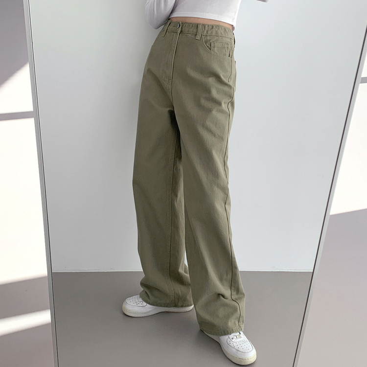 겨울기모ver 호이트 3기장 5컬러 베이직 와이드 코튼 팬츠 카키
