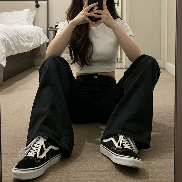 겨울기모ver 호이트 3기장 5컬러 베이직 와이드 코튼 팬츠 블랙