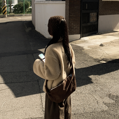 양털 뽀글이 배색 아방핏 스웨이드 무스탕 퍼자켓 후리스 점퍼 베이지