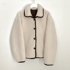 양털 뽀글이 배색 아방핏 스웨이드 무스탕 퍼자켓 후리스 점퍼