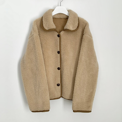 양털 뽀글이 배색 아방핏 스웨이드 무스탕 퍼자켓 후리스 점퍼