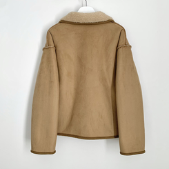 양털 뽀글이 배색 아방핏 스웨이드 무스탕 퍼자켓 후리스 점퍼