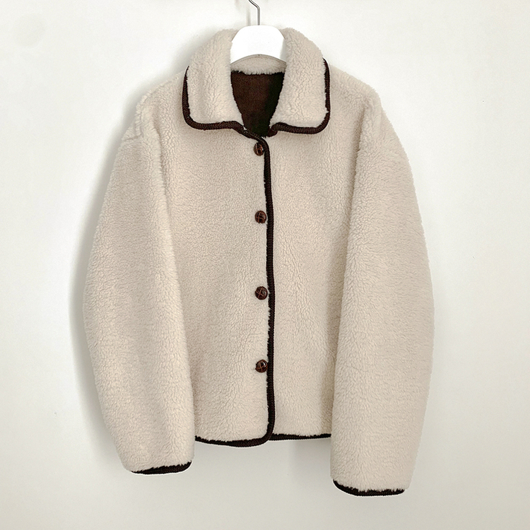 양털 뽀글이 배색 아방핏 스웨이드 무스탕 퍼자켓 후리스 점퍼