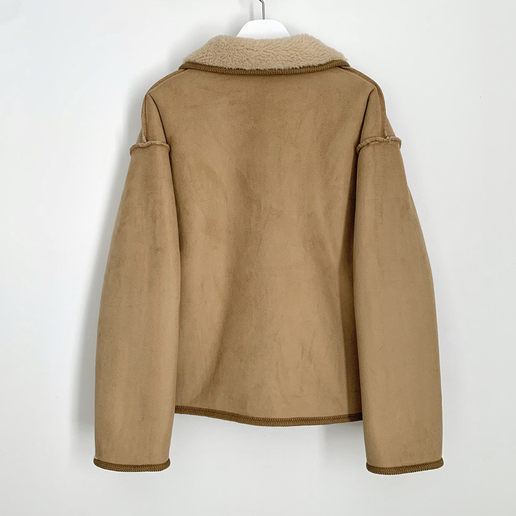 양털 뽀글이 배색 아방핏 스웨이드 무스탕 퍼자켓 후리스 점퍼