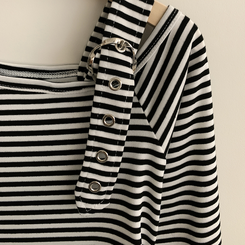 ストライプワンショルダー長袖Tシャツ